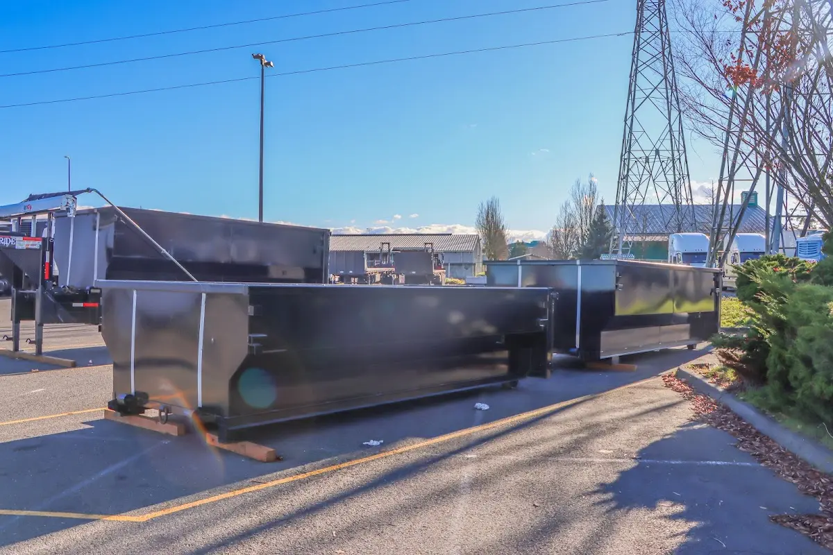 Roll-off dumpster ready for waste disposal at job site for 15 Yard Dumpster Rental in Bulverde